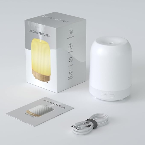 250ML Essential Oil Diffuser – Wood Ultrasonic Humidifier with LED Lights & Quiet Mist - Image 3