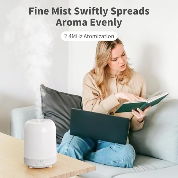 250ML Essential Oil Diffuser – Wood Ultrasonic Humidifier with LED Lights & Quiet Mist - Image 2