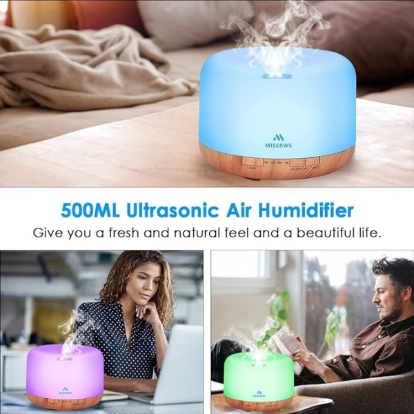 1000ML Wood Essential Oil Diffuser – Remote Control Aromatherapy Humidifier with Timer & LED - Image 5